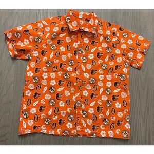 Baltimore Orioles  Orange S/S Hawaiian Button Up Shirt Medium